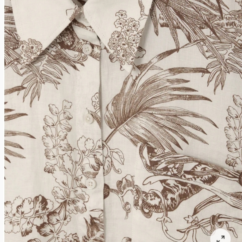 NWT COS Botanical Print Linen Button Down Shirt Size 12 - Picture 6 of 6